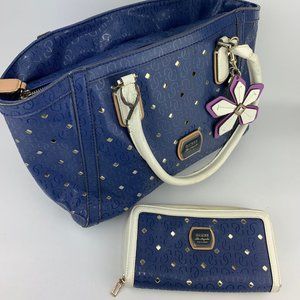 Blue Diamond Guess Hand Bag with matching Blue Dia